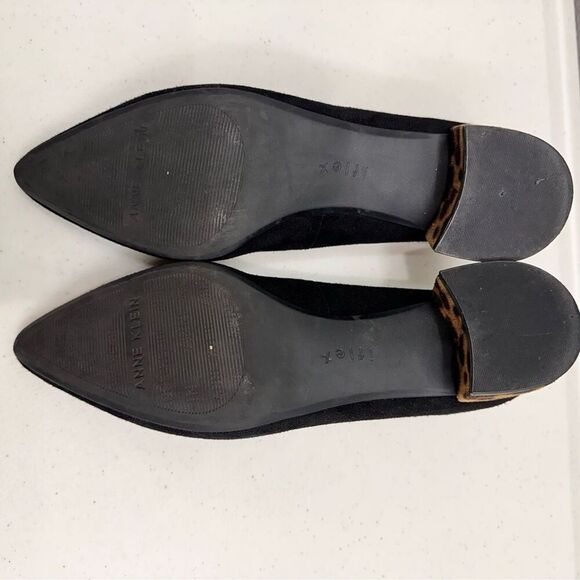 Anne Klein Womens Shoes Low Heel Size 9 Fall Black Fabric Leopard Print Heel - Picture 7 of 8